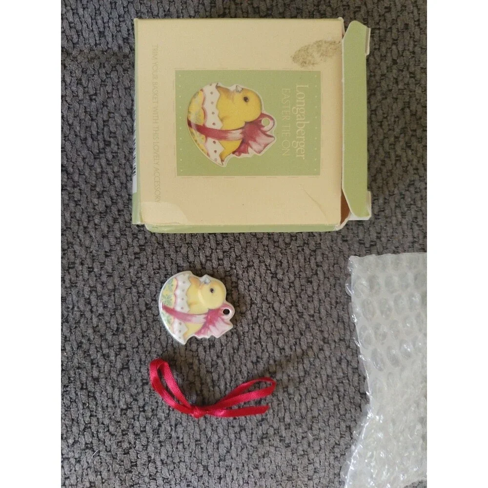 New Longaberger 2001 Basket Easter Tie On Baby Chick Pink Bow Easter Egg Bunny